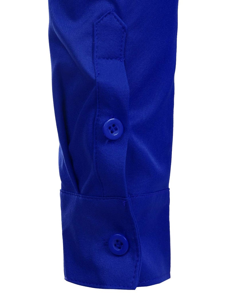ZEROYAA Men's Banded Collar Slim Fit Long Sleeve Casual Button Down Dress Shirts with Pocket ZLCL09 Blue X-Large - Image 2